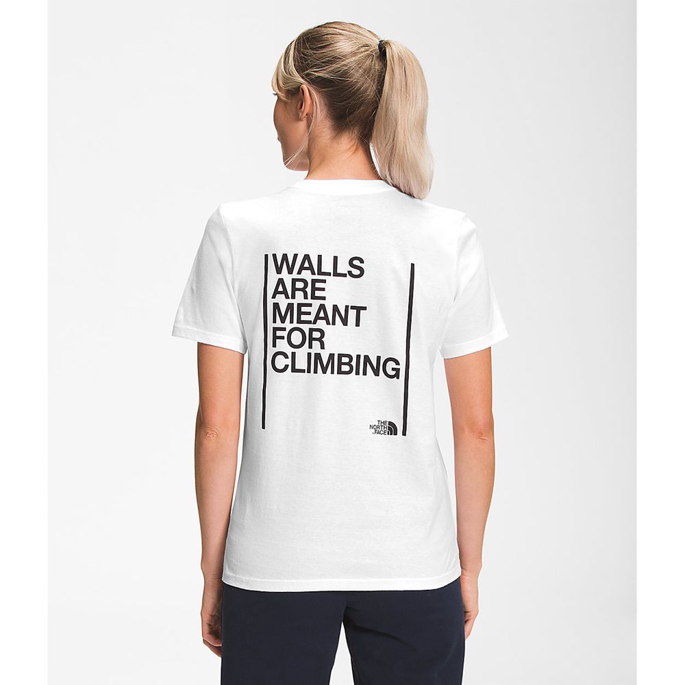 The North Face T-Shirts Womens Australia - The North Face Short Sleeve Walls White (OEY-267491)